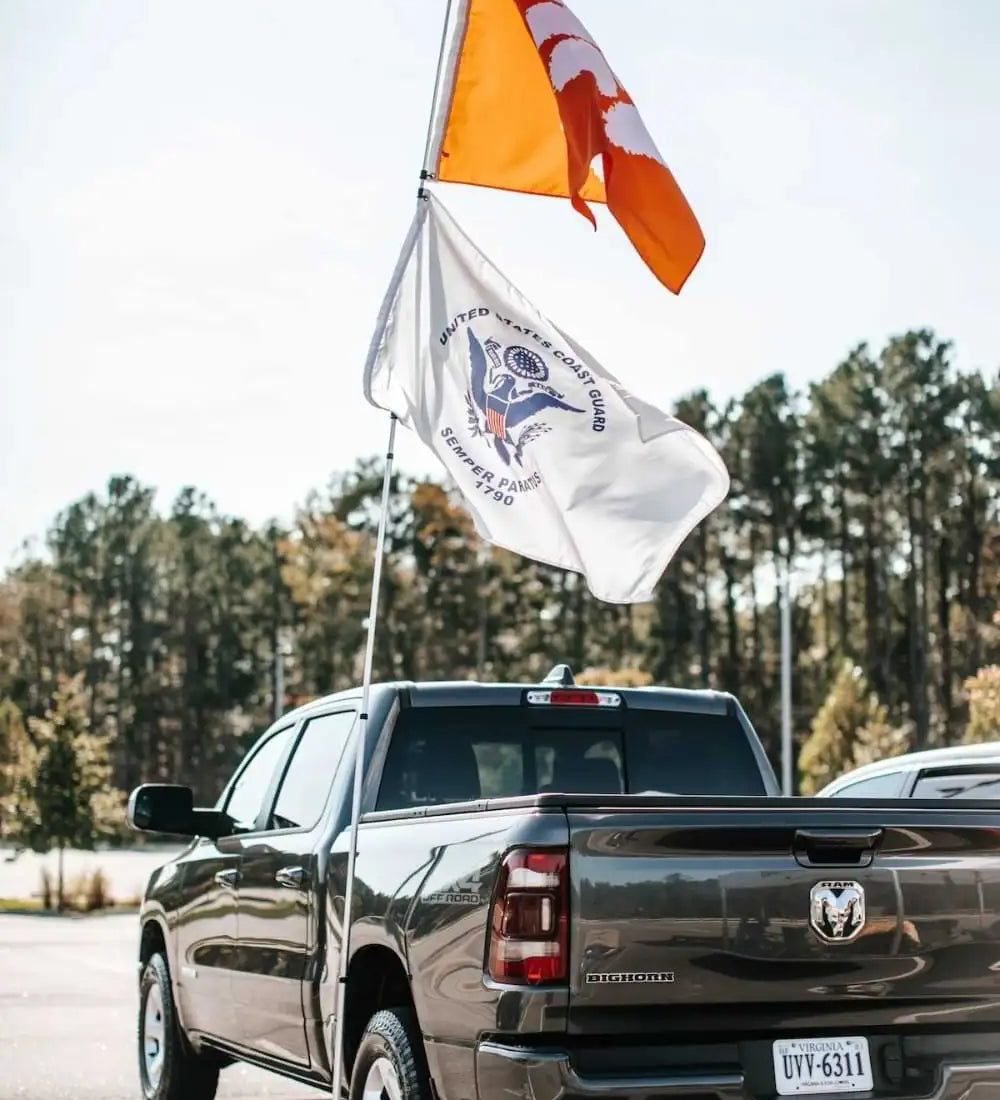 tailgate kit with two flags flying