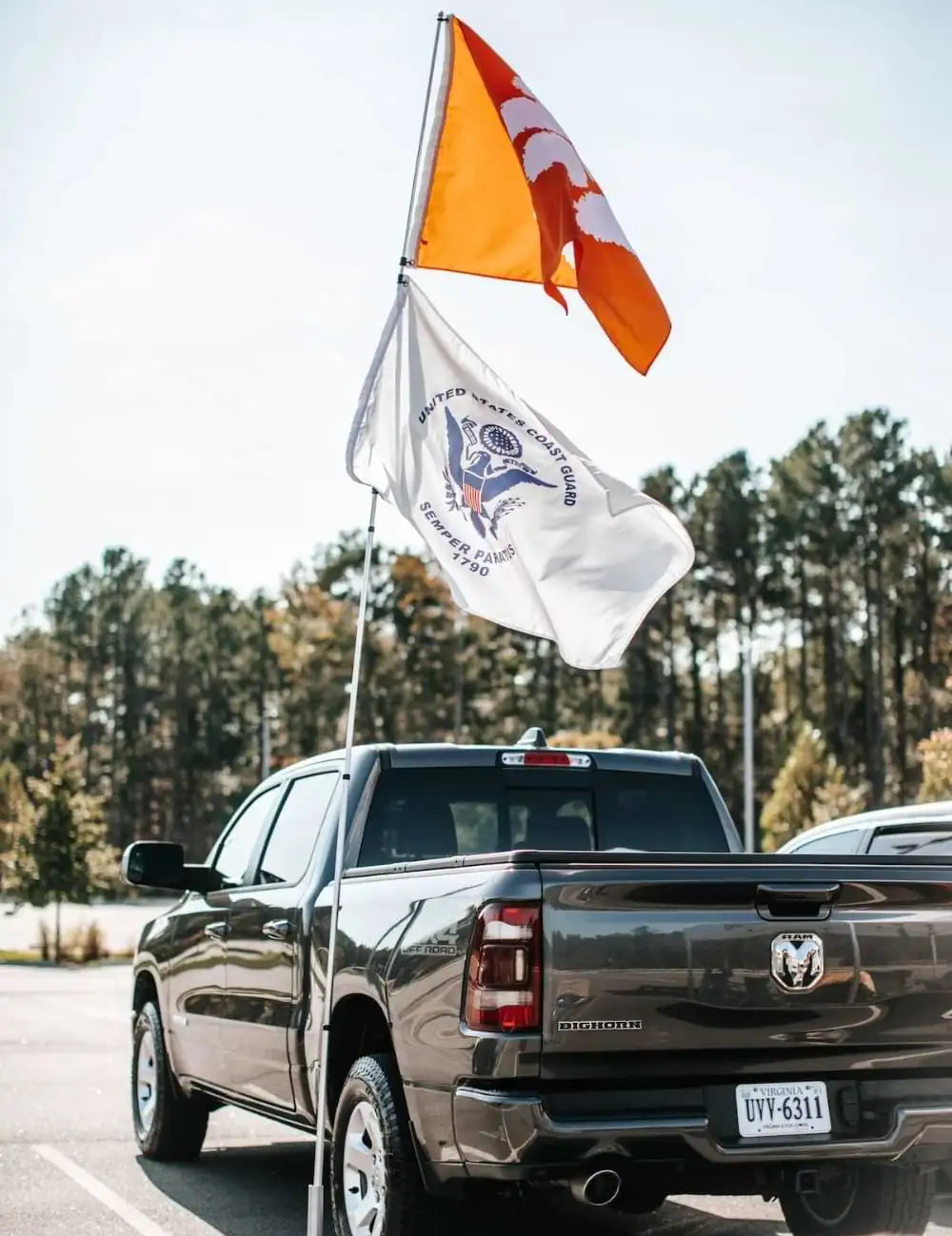 tailgate kit with two flags flying