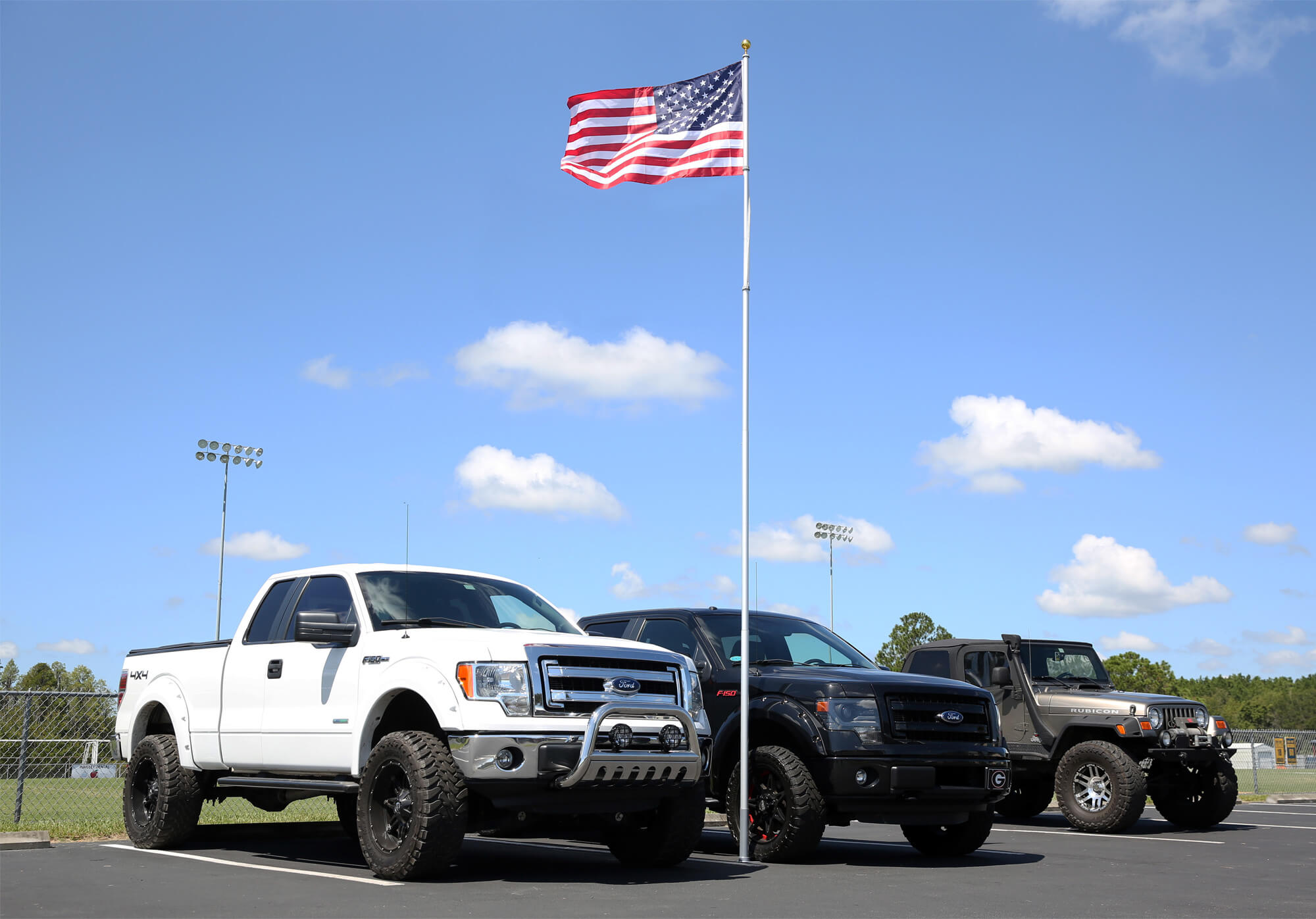 aluminum telescoping flagpole flying an american flag