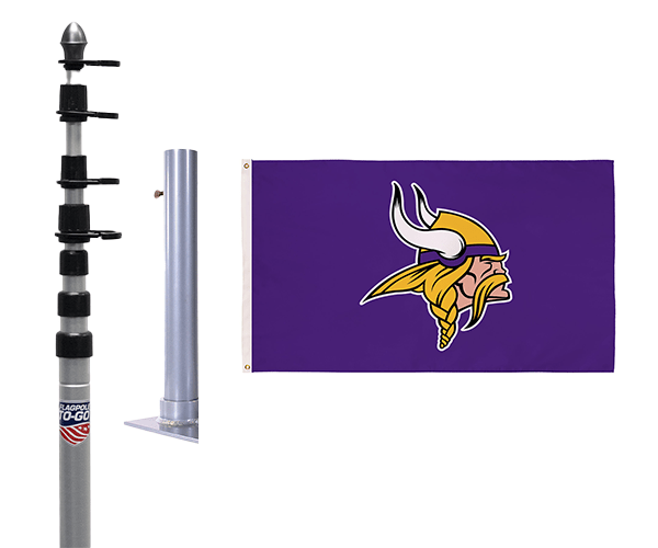 Minnesota Vikings Ultimate Tailgate Flagpole Kit - Flagpole To - Go