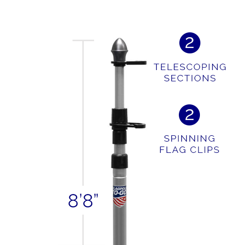 9 foot flag pole telescopic aluminum