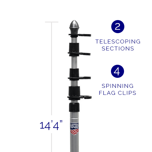 Aluminum Telescoping Travel Flagpole - Flagpole To - Go