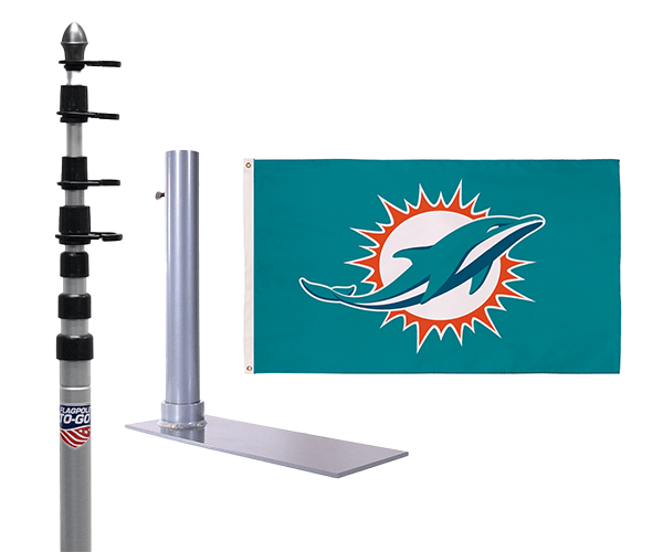 Miami Dolphins Ultimate Tailgate Flagpole Kit - Flagpole To - Go